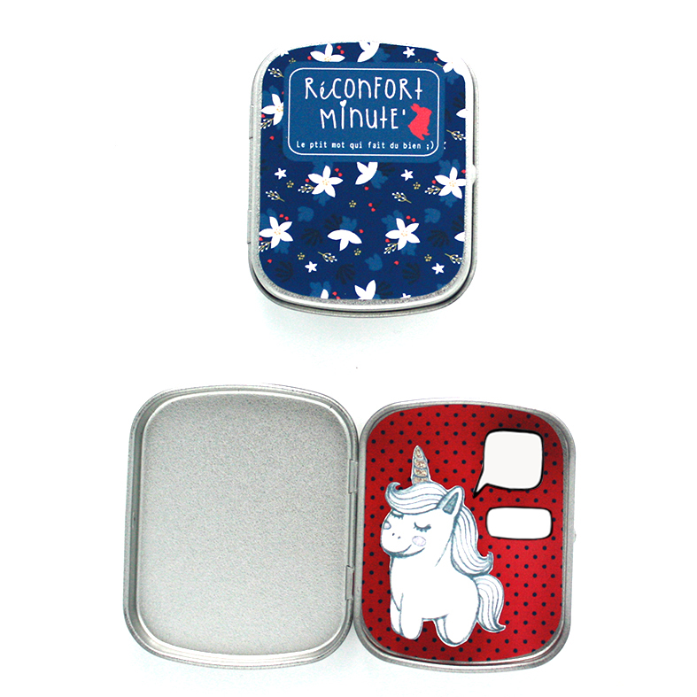 Boite réconfort minute personnalisée licorne rouge bulle et signature - Boite Réconfort Minute personnalisable 1 bulle et signature