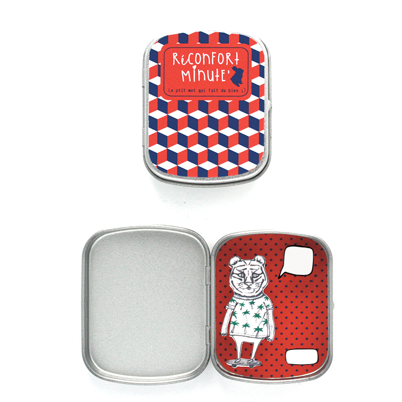 Boite réconfort minute personnalisée tigre orange bulle et signature - Boite Réconfort Minute personnalisable 1 bulle et signature